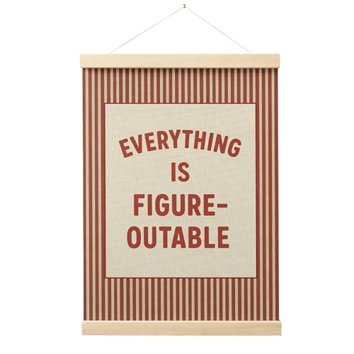 FGFK Everything Is Figureoutable Positive Affirmations Wall Art Poster Hanger Frame, Retro Red Inspirational Canvas Prints Framed Wall Decor for Office Classroom Home Bedroom, 12x16 Inch - color: Retro Red