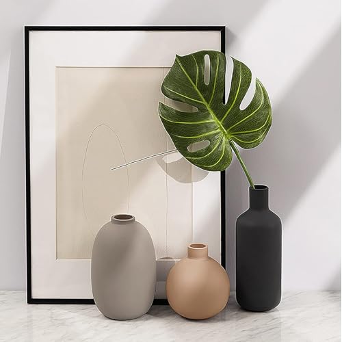 Smiletag Ceramic Modern Farmhouse Vase, Neutral Small for Table, Living Room, Shelf, Bookshelf and Entryway Décor, Set of 3 - color: Multicolor#1