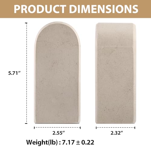 Koville African Natural Marble Bookends for Shelves, 7lbs Heavy-Duty Marble Book Holders, Decorative Book Ends, Bookshelf Apartment Decor for Normal Books/CD/Video Games - color: Moleanos Beige, size: 7lb