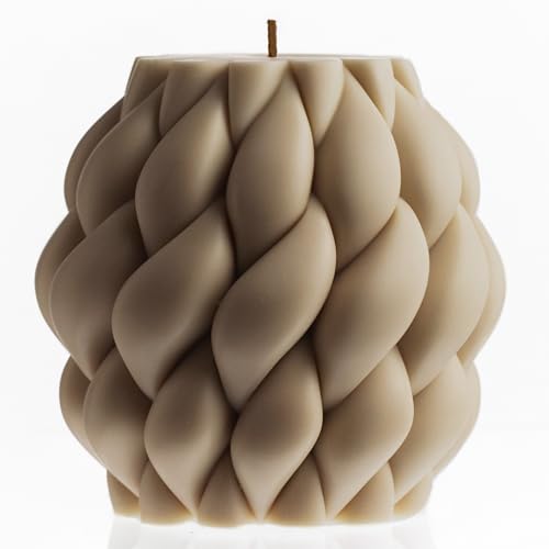 LAWA Knot Ball Candle - Large Beautiful Handmade Pillar Scented Soy Wax Elegant Bubble Aesthetic Candle Housewarming Gift Home Room Shelf Decor Idea Moon Gray - color: Moon Gray