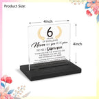 6 Years Work Anniversary Desk Decor Gifts for Employee, 6th Grade Promotion Gifts for Coworker,Modern Transparent Acrylic Desk Plaque with Inspirational Quotes, 10 x 10 x 1.5 cm,XXY106 - style: 6 Years Work Anniversary