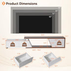 Verano Garden Extendable TV Stand with Led Lights, Wood TV Media Console with 2 Drawers & 1 Cabinet, Modern Entertainment Center Up to 90 Inch TV for Living Room Bedroom, 63" - 90.6" (White & Walnut) - color: White & Walnut