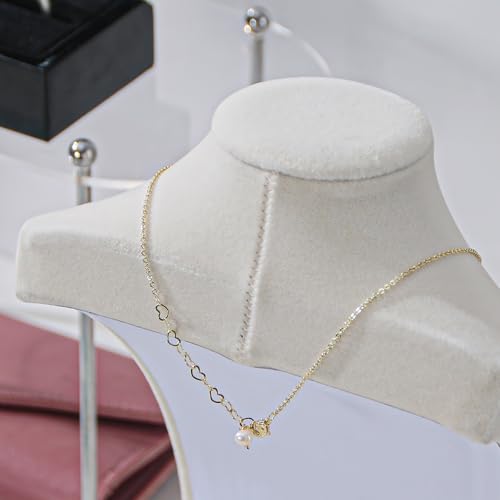 Necklace Bust Stand for Selling, Beige VelvetNecklace Display Holder, Jewelry Necklace Organizer Rack for Home Use or Shop Show (13" Height) - color: Beige Velvet, size: 13" Height (1pc)