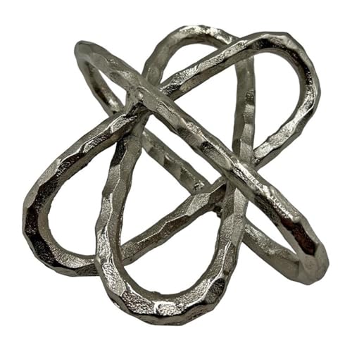 Pemberly Row 8" Wide Handmade Aluminum Decorative Abstract Sculpture, Nickel Finish, Contemporary Lightweight Design for Living Room, Bedroom, Office Decor - color: Nickel