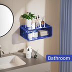 Acrylic Floating Nightstand, Bedside Table, Nightstand Shelf Wall Mounted Bedside Shelf (Dark Blue, Small) - color: Dark Blue