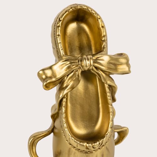 Bookends for Shelves, Ballet Slipper Decorative Bookends - Book Ends with Anti-Slip Pad for Book Lovers Dancers Heavy Book Holder for Home Office Decor (Gold) - color: Gold