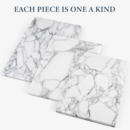 Koville Italian Natural Marble Cutting Board for Kitchen Pastry Bread Macaron Display, 12" x 8" Real Stone Slab Marble Cheese Board for Counter, Bathroom Perfume Tray Candle Plate (Arabescato) - color: Arabescato