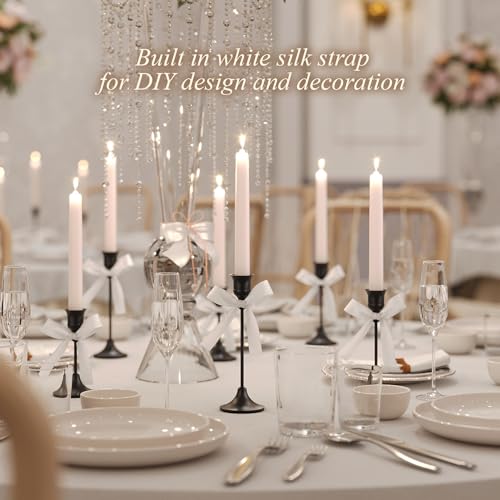 FSyueyun Black Candle Holder Set of 2, Elegant Metal Candlestick Holders for Vintage Taper Candle Holders, Perfect for Table Centerpieces, Fireplace Mantels, Home Decor, Weddings and Party Decorations - color: Black, size: Set of 2