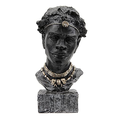 Leekung African Sculpture Resin Figurine, Handmade Home Decor, 12.2x6.3x4.3 inches, Black - color: Black M