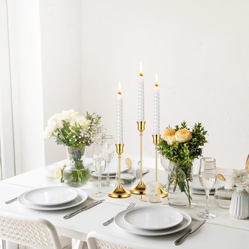 Gold Taper Candle Holders for Pillar Candles, Brass Candlestick Holders, Skinny Candle Holder Decor for centros de mesa Table Centerpiece - color: Golden
