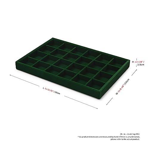 24 Girds Velvet Jewelry Ring Tray Earring Organizer Tray Jewelry Organizer Display Trays for Ring Earrings Storage (Green) - size: 24 Grid for Earring/Ring