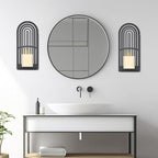 OYEFLY 2Pcs Metal Wall Hanging Candle Sconces,Black Boho Wall Shelves Candle Holders (Black)