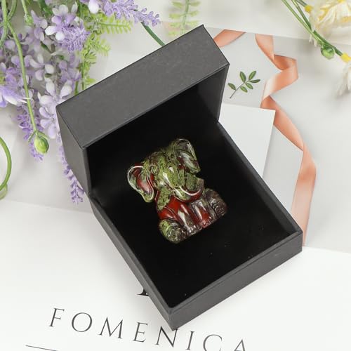 Crystal Elephant Figurine 1.5" Dragon Bloodstone Cute Animal Statue for Women Paperweight Hand Carved Reiki Healing Sit Elephant Decor for Home, Office