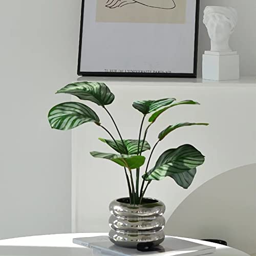 Ceramic Plant Pot Indoor, 4.5 Inch Flower Pot with Drainage Hole, Small Bubble Design Ceramic Planter for Home & Office Decor (Silver) - color: S-silver, size: 4.7inch