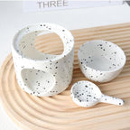 Ceramic Fragrance lamp with Tea Light Holder | Aroma lamp | Scented Oil and Scented Wax Diffuser | H*11cm ø10cm Removable Bowl | Grooved Surface (Inkblot) - color: Inkblot