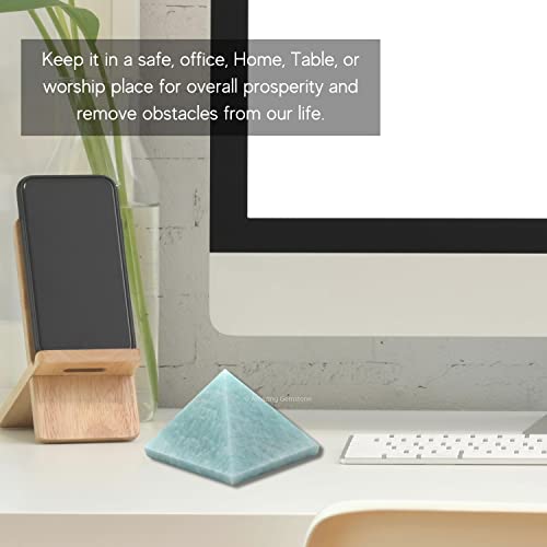 Amazing Gemstone Amazonite Pyramid Crystal Healing Stones - 2" Great Pyramid Figurine of Natural Stone Pyramid for Meditation, Reiki, Chakra Balancing and Crystal Pyramids Grid - color: Amazonite