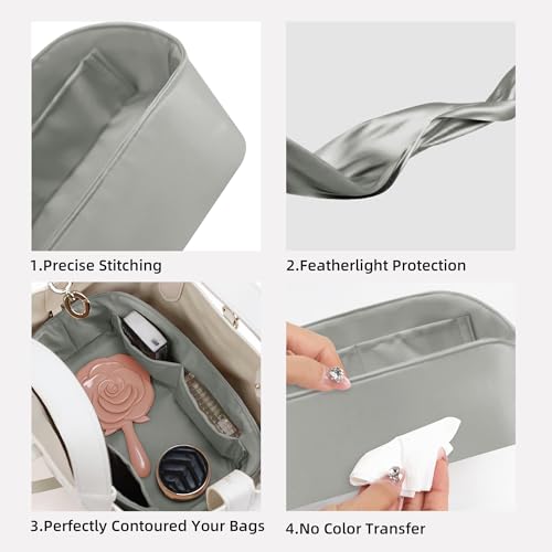 DGAZ Silk Purse Organizer Insert Fits Dior Toujours Bags，Silky Smooth Bag Organizer，Luxury Handbag & Tote Shaper(Peral Grey,Toujours S) - color: Peral Grey, size: Small