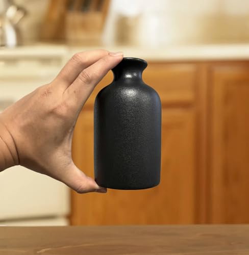 Ceramic Black Small Vase, Dry Flower Vases Minimalism Style for Modern Table Shelf Fit Fireplace Bedroom Kitchen Living Room Home Decor (Black, Medium) - color: Black, size: Medium