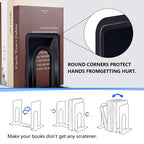 30 PCS/15 Pair Bookends,Black Metal Bookends,Metal Book Ends for Shelves,Non-Skid Bookend,Heavy Duty Bookend for Office Home Kitchen Decorative,6.5 x 4.9 x 5.7in