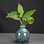 Ceramic Bud Vase Set, Fambe Blue Glazed Finish, Decorative Flower Vases (Blue-Set of 3) - color: Blue-set of 3
