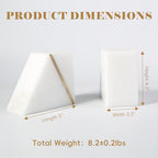 Natural Marble Bookends for Shelves, Decorative Book Ends for Heavy Books, Heavy Duty Mid Century Modern White and Gold Stone Book Holders with Brass Inlay, Unique Bookshelf Stopper Decor, Set of 2 - style: Art Deco