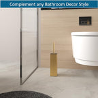 BVL Toilet Brush and Hoder Set Brushed Gold Freestanding for Bathroom - color: Brushed Gold