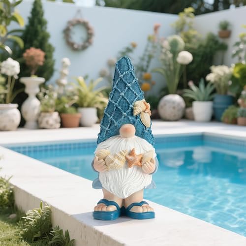 Etlemonde Beach Gnomes Statues,Ocean Gnomes,Nautical Themes Decoration,Beach, Gnome Holding Seashells - color: Holding a Shell