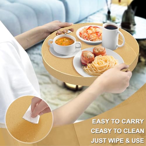 MAONAME 13" Gold Round Decorative Tray for Coffee Table, Modern Serving Tray with Handles, Plastic Ottoman Trays, Bathroom Decor - color: Gold, size: 13" x 13" x 1.6"