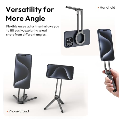ULANZI MA30 Magnetic Phone Tripod Stand for iPhone-Aluminium Maglock Smartphone Mini Tripod Pocket Cell Phone Stand Strong Magnet Quick Mount Compatible with iPhone 17 16 15 14 13 12 Series, Dark Gray - color: Dark Gray