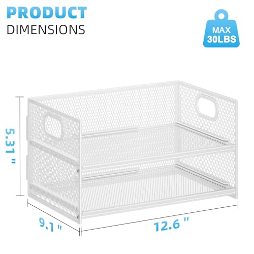 Marbrasse 2 Tier Paper Organizer Letter Tray, Mesh File Organizer with Handle, Paper Sorter Desk Organizer for Home Office Supplies - 2P White - color: 2p White