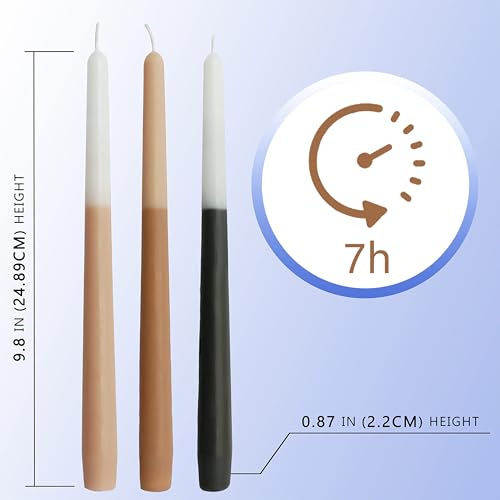 10 Inch Taper Candles Handmade Set of 6 – Unscented Tapered Candles in Brown, Candlesticks Smokeless Candle Sticks for Wedding, Home Decor, and Party Meditation - color: Gradient Blue Unscented