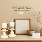 Hosley's Set of 2 White Wood Pillar Holders - 5" High. Ideal Gift for Weddings, Special Occasion, Spa, Aromatherapy Settings, Candle Gardens W1 - color: White