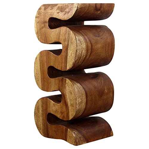 Haussmann Wood Big Wave Verve Accent Snake Table - Thick Wave (Walnut, 12x14x30) - color: Walnut, size: X-Large