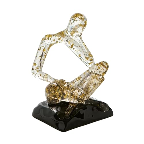 XINXUAN Resin Abstract Sculpture, Meditation & Reading Posture, Modern Home Decor Decor for Desk/Shelf, Art Statue (Think - Gold Foil Color) (Thinking - Gold foil Color) - color: Thinking - Gold Foil Color