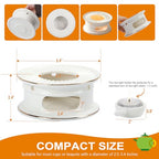 KAYCROWN Teapot Warmer, Ceramic Tea Warmer with Tealight Holder, Teapot Heater for Heating Coffee, Milk, Tea Light Heater, Candle Warmer (White)