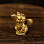 CHOVY Retro Handcrafted Evil Cat Sculpture - 100% Solid Brass Demon Cat Figurine with Wings & Fangs | Gothic Dark Fantasy Desktop Decor, Collectible Art Piece Unique Gift - style: Demon Cat