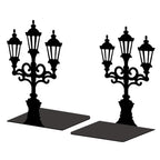 Peacoblue Metal Bookends for Shelves, Modern Decorative Heavy Duty Study Book Support Stoppers for Office, Desk, Shelf, Room 5.3"x4.3"x7.3" Cast Iron Simple Tall Bookends, 1 Pair (Street Lamp) - style: Street Lamp
