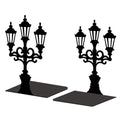 Peacoblue Metal Bookends for Shelves, Modern Decorative Heavy Duty Study Book Support Stoppers for Office, Desk, Shelf, Room 5.3"x4.3"x7.3" Cast Iron Simple Tall Bookends, 1 Pair (Street Lamp) - style: Street Lamp