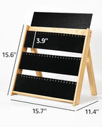 BS-VOG Necklace Display for Vendors, Foldable Jewelry Display Stand for Selling 66 Necklaces, 3-Tier Wood Jewelry Holder Storage Organizer with Black Velvet for Craft Shows & Boutiques