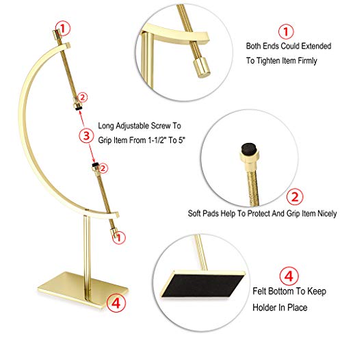 JUXYES Golden Toned Sphere Holder Caliper Stand, Caliper Style Display Stand For Mineral, Ornament, Gem, Shell, Coin, etc (M) - color: Gold, size: M