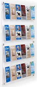 Displays2go Acrylic Brochure Rack, Wall-Mount, 4-Tiered, 12 to 24 Adjustable Pockets - Clear (2RP12CLR) - color: Clear, size: 12 Pockets