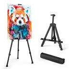 Art Painting Artist Easel Stand, Portable Adjustable Aluminum Metal Tripod Display Easel with Bag, Height from 17 to 66 inch for Table-Top/Floor Drawing and Displaying, Black - style: Black - 1pack