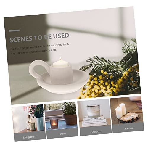MAGICLULU 2pcs Nordic Ceramic Candle Holder Compact Table Decor for Dining Home Bar Accent with Chic Minimalist Design
