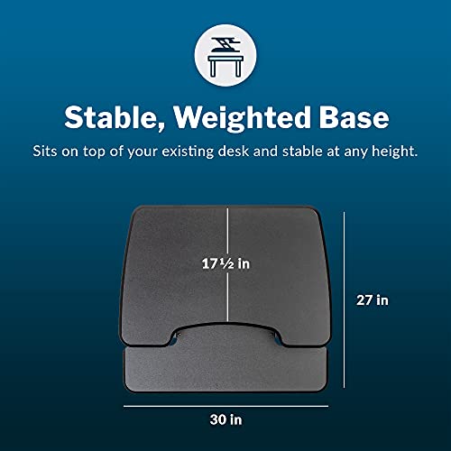 Vari - VariDesk Essential 30 - Two-Tier Standing Desk Converter for Home Office - Adjustable Sit Stand Desk with 11 Height Settings - Standing Desk Riser for Monitor & Accessories - 30" Wide, Black - size: 30"