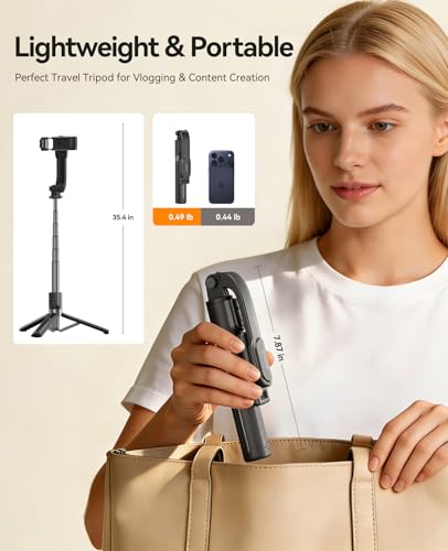 ORICO Aluminum Portable Selfie Stick Tripod, 35'' Mini Tripod for iPhone, Extendable Stand with Detachable Wireless Remote & 360° Rotating Phone Holder – Ideal for Content Creators, Vloggers, Travel - size: 35''