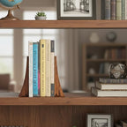 TILISMA Walnut Bookends for Shelves | Wooden Book Ends for Shelves | Sturdy Book Holders, Stoppers with Metal Base for Bookshelves | Slick Decorative Bookends Stands Firmly on Bookshelf (2 Pair) - size: 2 Pair
