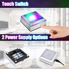 EEEKit 2PCS LED Light Display Base for 3D Crystal Glass Art, 6 Colors Square Flat Spherical Recess Show Crystal Ball Display Stand - color: Square