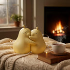 Hug Pear Decorative Bookends, Cute Book Ends to Hold Books, Creative Ceramic Book Holder Stopper for Home, Office Desk, Bookshelf Decoration (Matte Yellow)