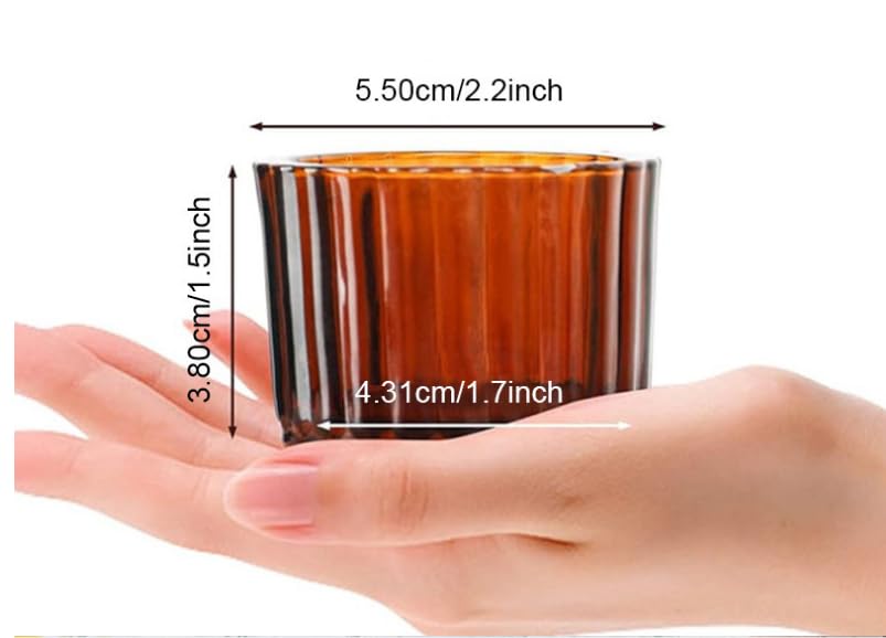 Clear Tealight Candle Holder Set of 2,Glass Votive Candle Holders, Decorative Round Ribbed Candle Holders for Home Decor (Brown) - color: Brown
