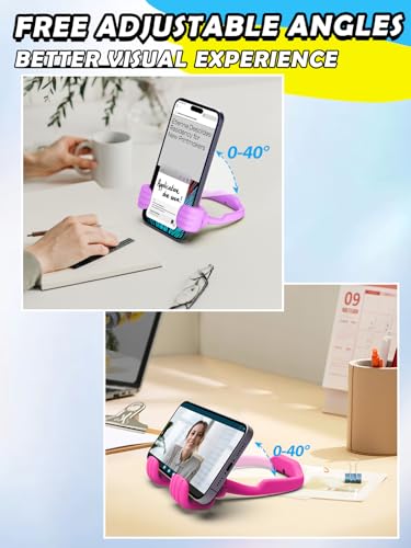 Easter Basket Stuffers for Teen Girls Boys Kids Cell Phone Stand - 2 Pack Thumbs Up Lazy Phone Holder for Desk Birthday Easter Gifts for Adults Women Men(Bright Purple & Hot Pink, 2) - color: Bright Purple & Hot Pink, size: 2